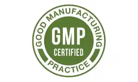 GMP certified manufacturing badge showing NiteHush Pro is produced in a good manufacturing practice facility